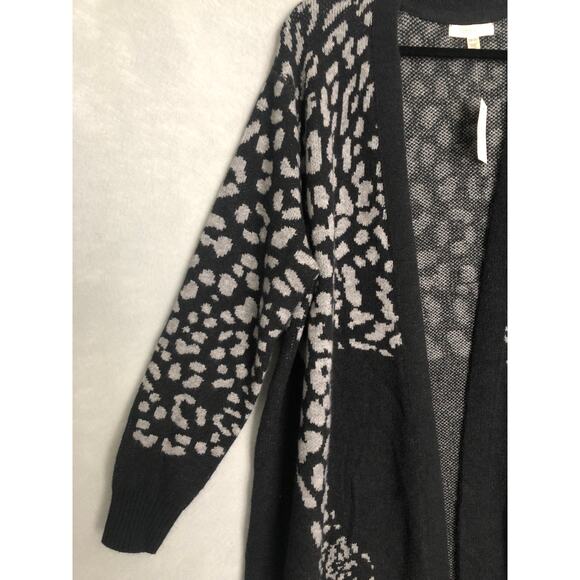 Loralette Women's 18/20 Carol Lena Leopard Open Front Cardigan Black NEW - Picture 3 of 5